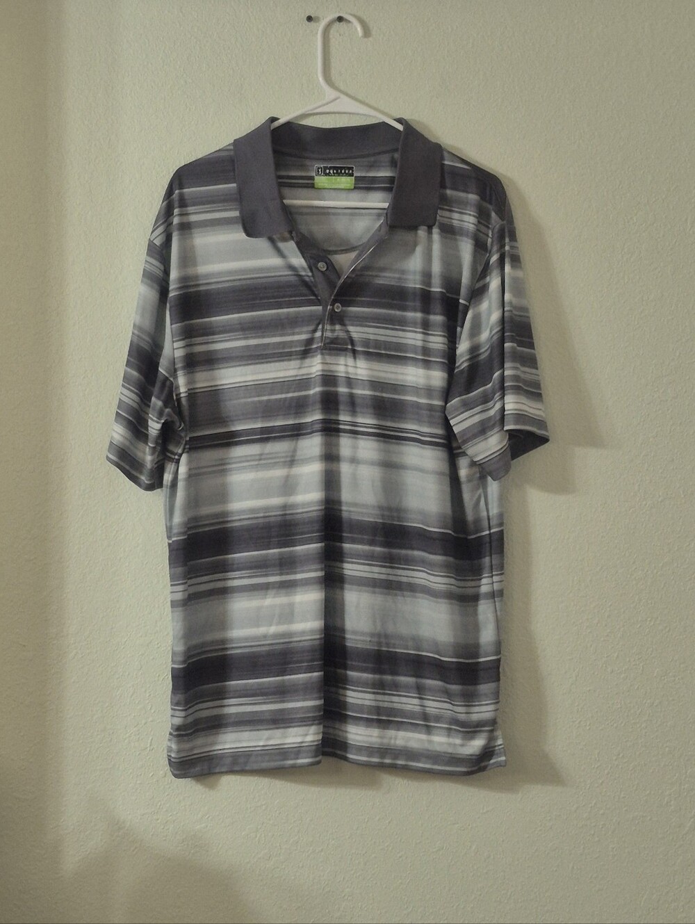 PGA Tour Men's Black and Gray Striped Polo